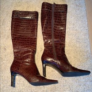 RL by Ralph Lauren Faux Croc knee high boots